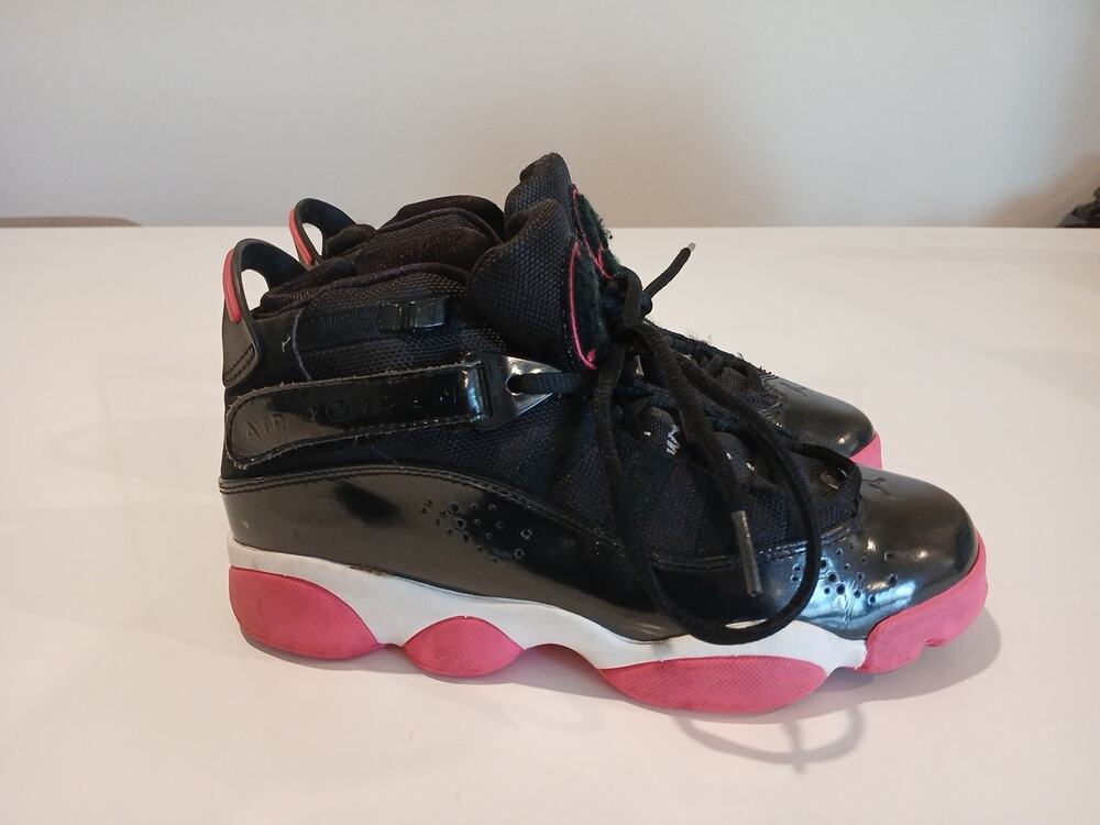 Air Jordan 6 Rings Black Mens Size 4.5 Y Sneaker 322992-062 Black Pink White